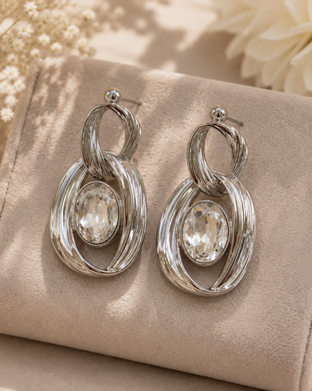 Elise Crystal Oval Earrings