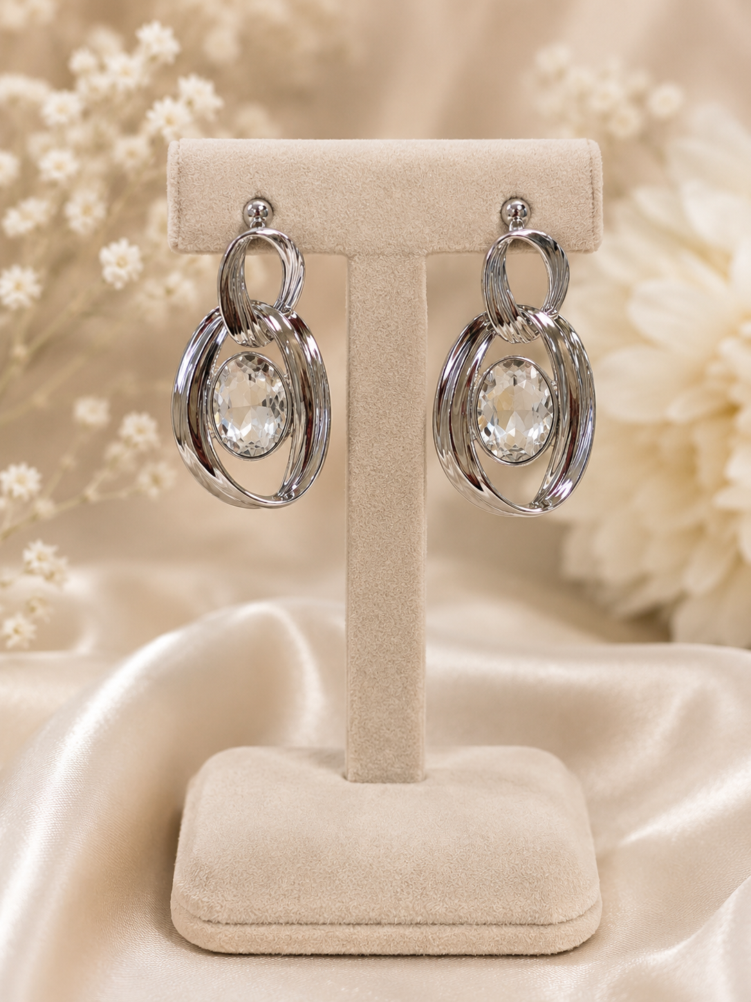 Elise Crystal Oval Earrings