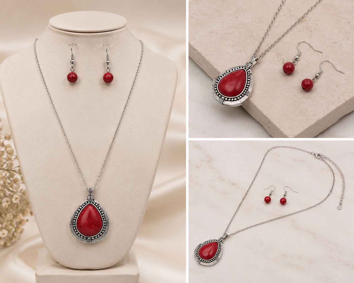 Crimson Crown Pendant Set
