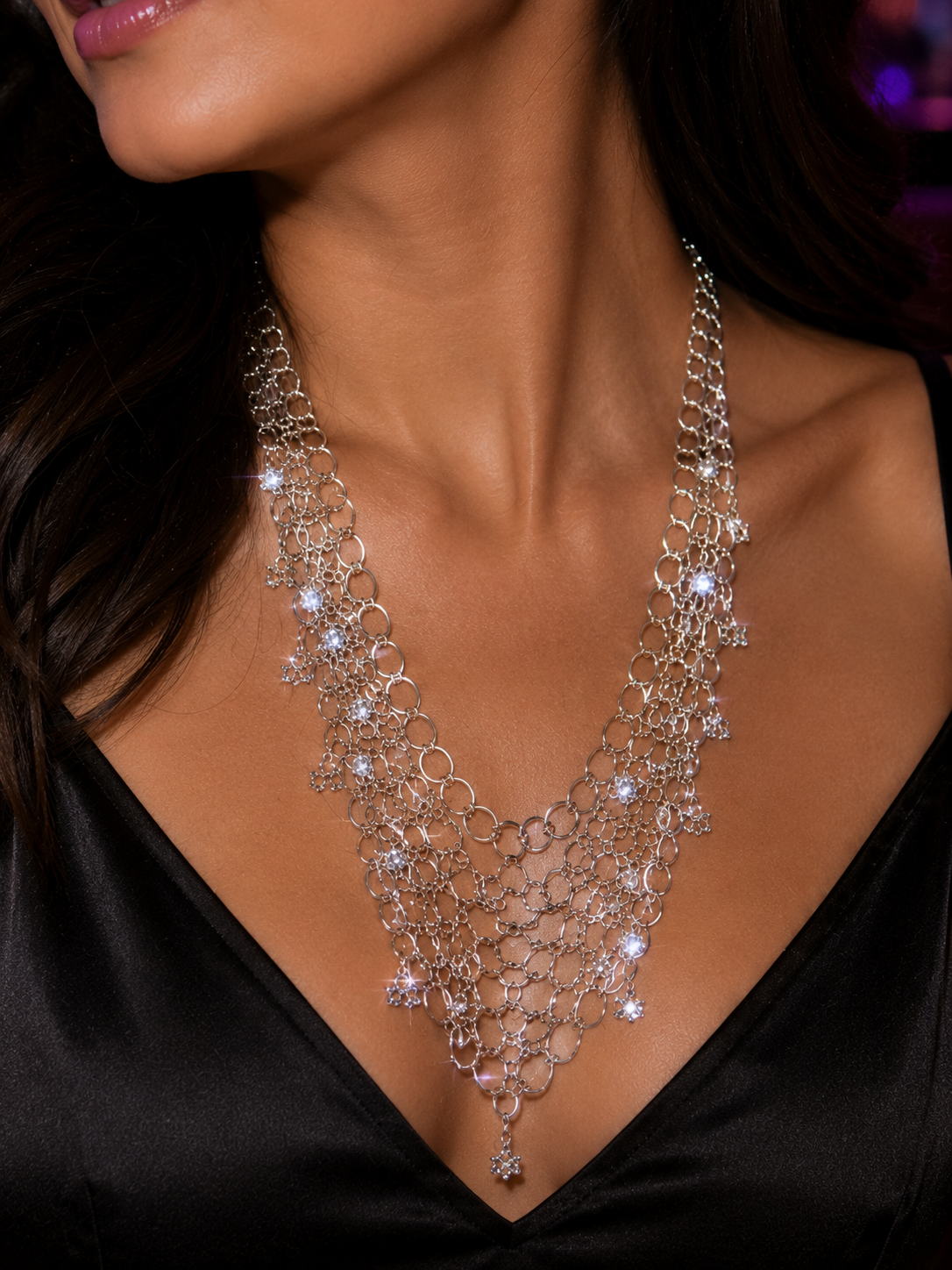 Silver Cascade Necklace Set